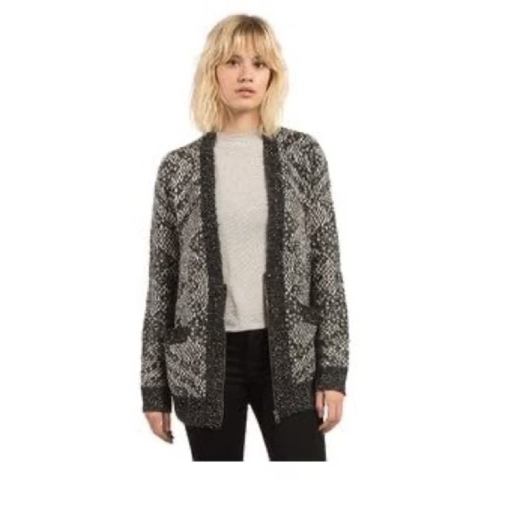 VOLCOM Black and white zip Cardigan